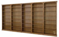California Made Alder Wood Traditional Five Piece Bookcase Wall Unit in Hazelnut Finish