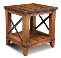 Solid Pine Wood Urban Rustic End Table