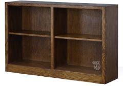 California Made Oak Wood Newport Center Divide Bookcase in Coffee Finish 30"h