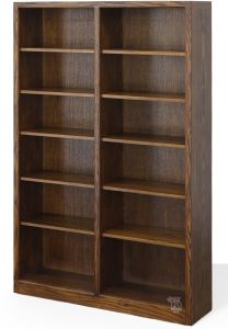 California Made Oak Wood Newport Center Divide Bookcase in Coffee Finish 72"h