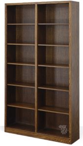 California Made Oak Wood Newport Center Divide Bookcase in Coffee Finish 84"h