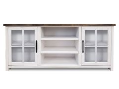 Knotty Alder Wood Hampton 67" Wide Console in Barnwood & White Finish