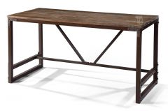 Solid Wood Urban Gold Writing Desk with Iron Base