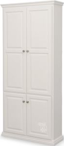 California Made Alder Wood Traditional Bookcase With Doors in White Lacquer 36w x 84h