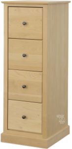 Solid Alder Wood Shaker 4 Drawer Executive File Cabinet in Unfinished