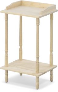 Solid Parawood Wood Telephone Accent Table Unfinished