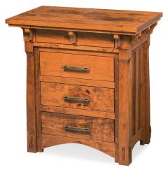 Amish Crafted Solid Character Cherry Wood MaRyan 3 Drawer Nightstand in Amber Glow Finish
