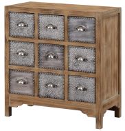 Rustic Wood Nine Drawer Library Card Chest