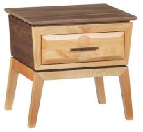 Alder & Walnut Wood Addison 1 Drawer Narrow Nightstand in Duet Finish