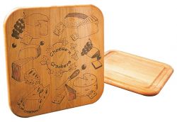 Solid Birch Wood Cheese & Crackers Board with Reversible Groove