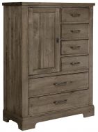 Solid Maple Wood Cool Rustic Standing Chest Armoire in Stone Grey Finish