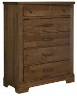 Solid Maple Wood Cool Rustic 5 Drawer Chest in Rustic Amber Finish