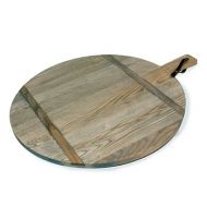 Solid Ash Wood Large Round Serving Board with Driftwood Finish