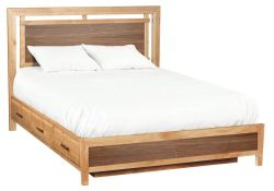 Alder & Walnut Wood Queen Addison Storage Bed in Duet Finish