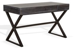Mindi Wood Tyler Desk with Metal Base in French Finish