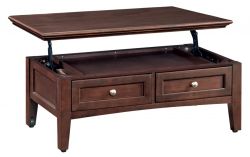 Alder Wood McKenzie Lift Top Coffee Table on Castors in Cafe Finish