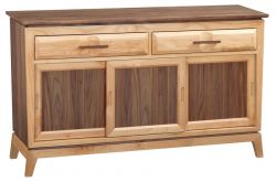 Alder & Walnut Wood Addison 54 Wide Storage Console Cabinet with Sliding Doors in Duet Finish