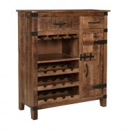 Solid Wood 2 Drawer and 1 Door Wine Cabinet