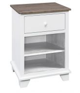 Solid Alder Wood Portland 1 Drawer Nightstand in Driftwood & Snow White Finish