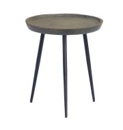 Solid Wood Round Accent Table in Sandblast Grey with Iron Legs