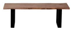 Solid Sheesham Wood Small Live Edge Bench Featuring Iron Base