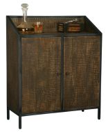 Vintage Wine Bar in Aged Iron and Solid Wood