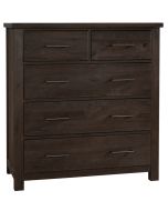 Solid American White Oak Framed Dovetail Standing 5 Drawer Dresser in Java Finish