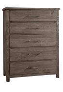 Solid American White Oak Dovetail Framed 5 Drawer Chest in Mystic Grey Finish