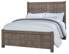 Solid American White Oak Framed Dovetail Queen Board & Batten Bed in Mystic Grey Finish