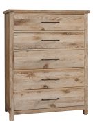 Solid American White Oak Framed Dovetail 5 Drawer Chest in Sun Bleached White Finish