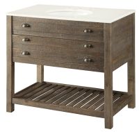 Acacia Wood One Drawer Large Vanity Sink in Cayhill Distressed Brown