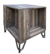 Solid Multi Wood Maya End Table in Grey Finish