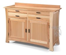 Solid Hickory Wood Cattail Bungalow Buffet Server in Natural Finish