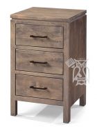 Solid Alder Wood 2 West Collection 3 Drawer Narrow Nightstand in Driftwood Finish