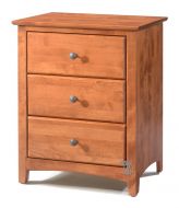 Solid Alder Wood Shaker Large 3 Drawer Nightstand in Antique Cherry