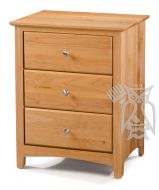 Solid Alder Wood Shaker Large 3 Drawer Nightstand in Natural Lacquer