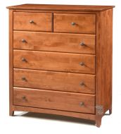 Solid Alder Wood Shaker 6 Drawer Chest in Antique Cherry Finish
