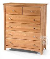 Solid Alder Wood Shaker 6 Drawer Chest in Natural Finish