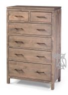 Solid Alder Wood 2 West Collection 6 Drawer Chest of Drawers in Driftwood Finish