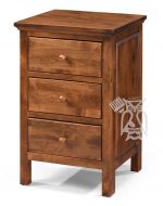 Solid Alder Wood Heritage 3 Drawer Narrow Nightstand in Tuscan Brown Finish