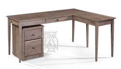 Solid Alder Wood Shaker Desk Return & Rolling File Set in Driftwood Finish