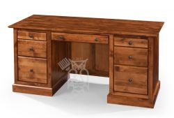 Solid Alder Wood Shaker 64" Executive Desk in Tuscan Brown Finish