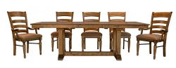 Solid Birch Wood Bennett Extension Trestle Table in Smoky Quartz Finish