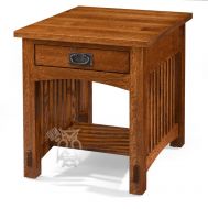  Amish Crafted Solid Quartersawn Red Oak Wood Bungalow Mission End Table in Michaels Finish