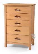 Berkeley Cherry Wood 5 Drawer Chest in Natural Finish