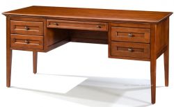 Alder Wood McKenzie 4 Drawer Desk in Glazed Antique Cherry Finish