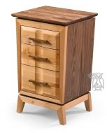 Alder & Walnut Wood Addison 3 Drawer Narrow Nightstand in Duet Finish
