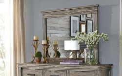 Solid Reclaimed Pine Wood Glacier Point Mirror in Greystone Finish