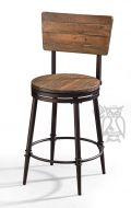 Jennings Rustic Wood & Metal Swivel Stool with Back