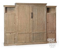 California Made Valley View Queen Wallbed 3 Piece Set Shown in Knotty White Oak in Antique Grey Finish